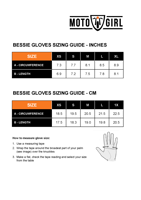 BESSIE GLOVES SIZING CHARTS